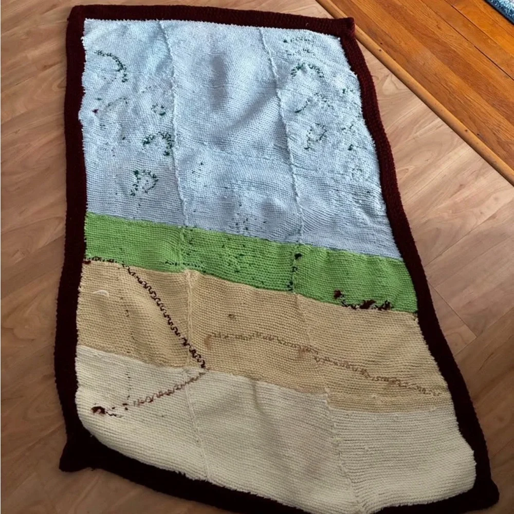 Handmade Crocheted Forest Scene Blanket Afghan 52x35 inches